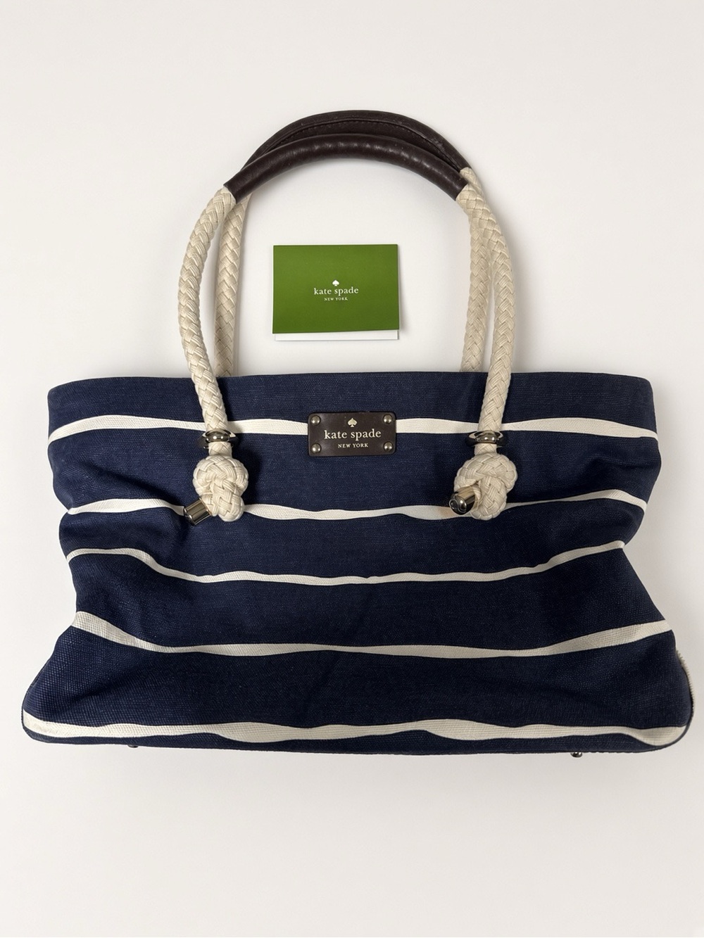 Kate Spade Navy Striped Canvas Tote Rope Handles Unused